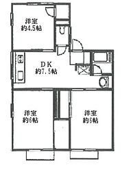 シティハイムサカエD 3DKの間取図画像