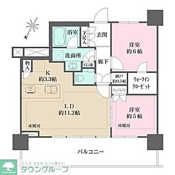 URAWA THE TOWER 2LDKの間取図画像