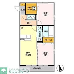 サニーウエル 2LDKの間取図画像