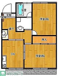 グリーンフィールド1 2DKの間取図画像