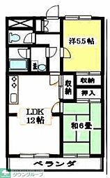 クレベールハイツ 2LDKの間取図画像