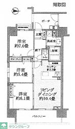 クリオ浦和常盤 3LDKの間取図画像