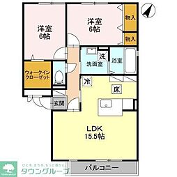 ベルデュール弐番館 2LDKの間取図画像