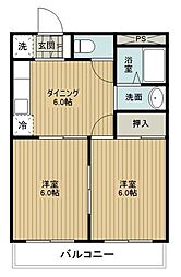 弥作ビル 2DKの間取図画像