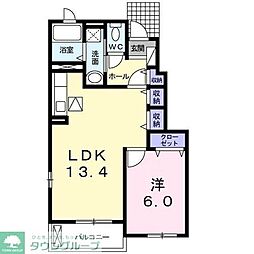 サンリットヴィレッジ1 1LDKの間取図画像