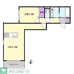 カントリーマーム邦菊 1LDKの間取図画像