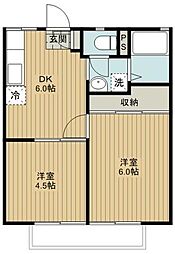 ハイツ小島B棟 2DKの間取図画像