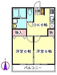 ラメゾン宮田 2DKの間取図画像