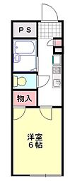レオパレスKOIKE2 1Kの間取図画像
