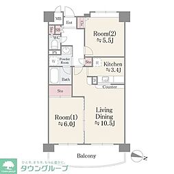 ディアプレイス 2LDKの間取図画像