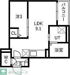 Jack okegawaizumiI 1LDKの間取図画像