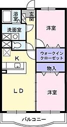 サンライズ桶川西 2LDKの間取図画像