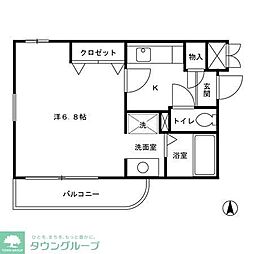 ハイソアラ 1Kの間取図画像
