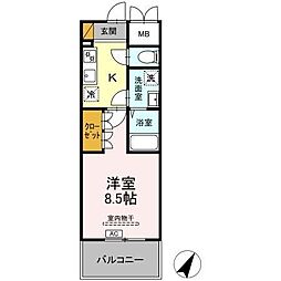 D-ROOM千葉中央 506 5階1Kの間取り