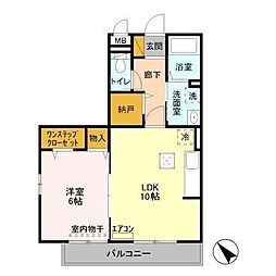 ロイヤルクレッセント西登戸参番館 1LDKの間取図画像