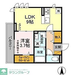 EXCEL海神2 1LDKの間取図画像