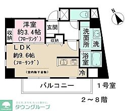 LEO六拾壱番館 1LDKの間取図画像