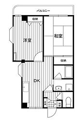 ピュアハイツ長洲 2DKの間取図画像