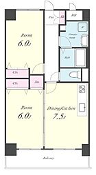 ミュウ 2DKの間取図画像