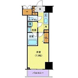 ロイジェントパークス千葉中央 1Kの間取図画像