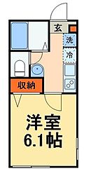 八千代市八千代台東3丁目アパート 1Kの間取図画像