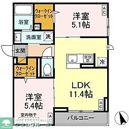 (仮称)前原東2丁目PJ 2LDKの間取図画像