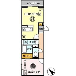 シャトレー 1LDKの間取図画像
