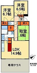 ベイマークスクエアセントラルコート 3LDKの間取図画像