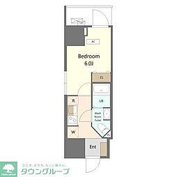 Alivis船橋East・West 1Kの間取図画像