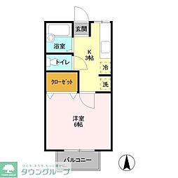 シティハイム藤 1Kの間取図画像