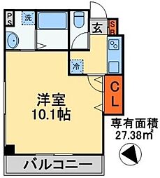 ソレイユ津田沼 ワンルームの間取図画像