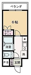 リヴェールビッグパイン 1Kの間取図画像