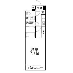 プリズム14番館 1Kの間取図画像