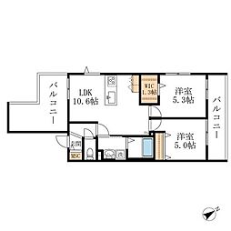 ルオント 2LDKの間取図画像