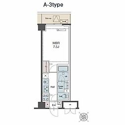 八千代市八千代台西1丁目マンション 1Kの間取図画像