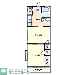 コーポソレイユ 2Kの間取図画像