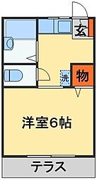 ハイツK 1Kの間取図画像