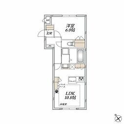 ヘーベルトール津田沼 1LDKの間取図画像