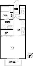 ソレアード土屋 1Kの間取図画像