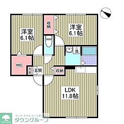 ヴィラ・エスポワール 2DKの間取図画像