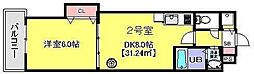 メゾンミルホワイト 1LDKの間取図画像
