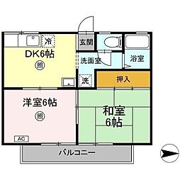 コーポひまわり 2DKの間取図画像