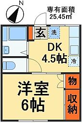 ハイツ本郷 1DKの間取図画像