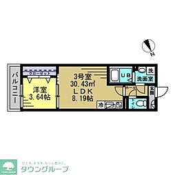 アルベロ新検見川 1LDKの間取図画像
