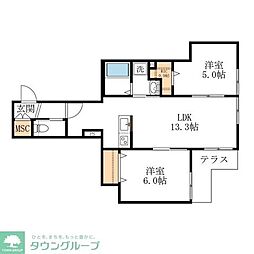 習志野台レジデンス 2LDKの間取図画像