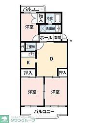 エントピア勝田台 3DKの間取図画像