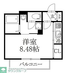 フォルス11 1Kの間取図画像