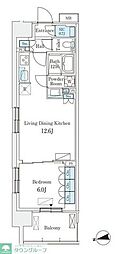 スカイグランデ津田沼 1LDKの間取図画像