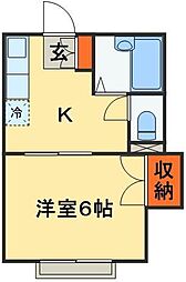 メゾンジュネス 1Kの間取図画像