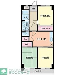 第2ファーレ市原 3DKの間取図画像